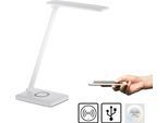 JUST LIGHT LED Tischleuchte "FLORENTINA", weiß, 1, H: 61,5cm, 1 Stk., Leuchten, Touchdimmer, CCT, Ladefunktion für Handy über USB oder per Induktion, LED Tischleuchte