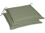 Sitzkissen GO-DE "Dora", grün, B:47cm H:5cm L:45cm, Polyester, Dekokissen_Sitzkissen_Kissenhüllen, Sitzkissen, 2er Set, 45x47 cm