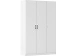 Mehrzweckschrank RAUCH "Garderobe Kleiderschrank Schrank Schuhschrank Putzschrank MINOSA", weiß (alpinweiß, griffe graumetallic), B:136cm H:210cm T:41cm, Holzwerkstoff, Schränke, Mehrzweckschrank, In 4 Breiten mit vielen Einlegeböden für viel Stauraum MADE IN GERMANY