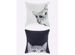 Kopfkissen HEINE HOME, schwarz-weiß (schwarz, weiß), B:40cm L:40cm, 100% Polyester, Kopfkissen, Kopfkissen