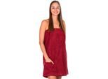 Sarong FRAMSOHN FROTTIER "Saunakilt Damen", rot (bordeaux), L:70cm, Frottier, Hausmäntel, Sarong, hergestellt in Österreich, Dehnbund & Druckknöpfe variabel verstellbar