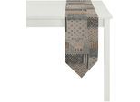 Tischband APELT "5200 CHRISTMAS ELEGANCE, Weihnachtsdeko, Weihnachten", grau (anthrazit, kupferfarben), B:24cm L:175cm, Polyester, Viskose, Tischdecken, Tischband