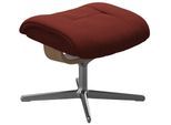Fußhocker STRESSLESS "Mayfair", rot (rot dinamica), B:55cm H:41cm T:39cm, Microfaser DINAMICA (88% Polyester, 12% Polyurethan), Hocker, Fußhocker, mit Cross Base, Größe S, M & L, Holzakzent Eiche