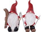 Weihnachtsfigur "Weihnachtsdeko rot", rot, B:12cm H:20cm T:7cm, Polyester, MYFLAIR MÖBEL & ACCESSOIRES, Dekofiguren, Weihnachtsfigur, Wichtel auf Skiern, Höhe ca. 20 cm