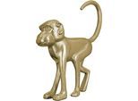 Tierfigur GILDE "Skulptur Monkey", gold (goldfarben), B:30cm H:34cm T:8cm, Aluminium, Dekofiguren, Tierfigur