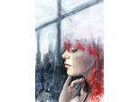 Acrylglasbild QUEENCE "Frau am Fenster", bunt (farbe bild(er): bunt), B:80cm H:120cm T:2,4cm, Bilder, Acrylglasbild, Fine Art-Print in Galeriequalität