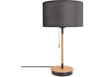 PACO HOME Tischleuchte "EK CA UNI COLOR", schwarz (schwaz natur schwarz), Ø 28cm H: 49cm, Leuchten, Nacht Mit Schalter Stofflampe Vintage Skandinavisch, Tischleuchte