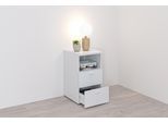 Nachtkonsole FMD "Suva", weiß (weiß hochglanz), B:35cm H:60cm T:40cm, Holzwerkstoff, Sideboards, Nachtkonsole, Nachttisch m. 2 Schubkästen und offenem Fach
