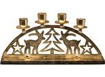 Kerzenhalter CREATIV DECO "Adventsleuchter Weihnachtslandschaft", gold (goldfarben), B:35cm H:17cm, Aluminium, Kerzenhalter, Kerzenhalter, Stabkerzenhalter, Weihnachtsdeko, Breite ca. 35 cm, 4-flammig