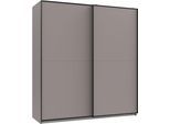 Schwebetürenschrank WIMEX "Neu-Ulm in der Breite 180cm, in verschiedenen Farben erhältlich", schwarz (saharagrau, absetzung schwarz), B:180cm H:198cm T:65cm, Holzwerkstoff, Schränke, Schwebetürenschrank, Mit schwarzen Griffleisten