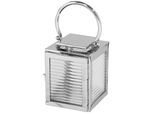 Kerzenlaterne FINK "MALAGA", silber (silberfarben), H:23cm Ø:18cm, Metall, Kerzenhalter, Kerzenlaterne, mit bruchsicherem Glas