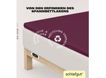 Spannbettlaken SCHLAFGUT "EASY Jersey Elasthan Topper", lila (lila deep), 1 Stk., Jersey, 90-100x200-220 10cm, Jersey, Obermaterial: 95% Baumwolle, 5% Elasthan, Bettlaken, Spannbettlaken, MADE IN GREEN by OEKO-TEX