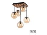 OTTO HOME Deckenleuchte "Evinnia Akustikpaneele mit Glaskugeln", gelb (amber), 5, Ø 16cm H: 58,5cm, Leuchten, Holz, Akustik, Paneele, Glas, Deckenlampe E14, Deckenleuchte