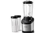 PHILIPS Standmixer "HR3760/10 7000 Series, mit ProBlend Ultra-Technologie", silber (schwarz, silberfarben), B:16,7cm H:44,2cm T:21,6cm, Zerkleinerer, 2L-Glasbehälter und Schnellauswahlprogrammen; Metallic/Schwarz, Standmixer