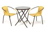 Garten-Essgruppe VCM "3-tlg. Bistroset Balkon Stuhl Tisch Set Beige", gelb, Obermaterial: 100% Metall MT., Sitzmöbel-Sets, Garten-Essgruppe