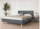 Polsterbett "Albybyn, Bettgestell mit Kopfteil und Lattenrost, in 2 Breiten", grau (dunkelgrau), B:145cm H:84cm L:205,5cm, 100% Polyester, HOME AFFAIRE COLLECTION, Betten, Polsterbett, ohne Bettkasten und Matratze, in 2 Breiten- 140 und 160 cm