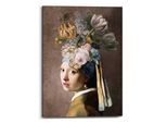 Leinwandbild REINDERS "Vermeer Blumenmädchen mit dem Perlenorhrring", bunt (farbe bild(er): bunt), B:50cm H:70cm T:2,5cm, Leinwand, Bilder, Leinwandbild