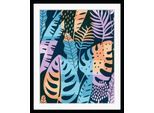 Bild QUEENCE "Sophia", bunt (farbe rahmen: schwarz, farbe bild(er): lila, blau, orange), B:50cm H:70cm, Acrylglas, Holz, Papier, Bilder, Bild, HD Premium Poster-Druck inkl. Holzrahmen