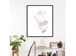 Bild QUEENCE "Aldus", rosa (farbe rahmen: schwarz, farbe bild(er): rosa), B:50cm H:70cm, Acrylglas, Holz, Papier, Bilder, Bild, HD Premium Poster-Druck inkl. Holzrahmen