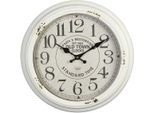 Wanduhr AMBIENTE HAUS "Wanduhr - weiss 37cm", weiß, B:37cm H:37cm T:5cm, Wanduhren, Wanduhr