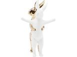 Dekofigur KARE DESIGN "Deko Figur Hugging Rabbits Medium", gold (goldfarben), B:14,7cm H:24,5cm T:11,5cm, Steingut, Dekofiguren, Dekofigur