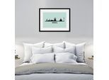 Bild QUEENCE "Nürnberg Skyline", blau (farbe rahmen: schwarz, farbe bild(er): blau), B:40cm H:30cm, Acrylglas, Holz, Papier, Bilder, Bild, HD Premium Poster-Druck inkl. Holzrahmen