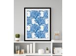 Bild QUEENCE "Marc", blau (farbe rahmen: schwarz, farbe bild(er): blau), B:50cm H:70cm, Acrylglas, Holz, Papier, Bilder, Bild, HD Premium Poster-Druck inkl. Holzrahmen