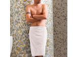 Sarong FRAMSOHN FROTTIER "Saunakilt Herren", weiß, L:60cm, Frottier, Hausmäntel, Sarong, hergestellt in Österreich, Dehnbund & Druckknöpfe variabel verstellbar