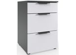 Nachtkommode WIMEX "Level by fresh to go", weiß (front weiß, korpus graphit), B:41cm H:61cm T:41cm, Holzwerkstoff, Sideboards, Nachtkommode, 3 Schubladen mit soft-close Funktion, 41cm breit, 61cm hoch