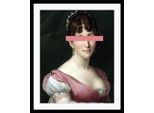 Bild QUEENCE "Johanna mit Farbklecks", rosa (farbe rahmen: schwarz, farbe bild(er): rosa), B:30cm H:40cm, Acrylglas, Holz, Papier, Bilder, Bild, HD Premium Poster-Druck inkl. Holzrahmen