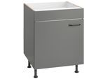 Spülenschrank OPTIFIT "Elga", grau (basaltgrau, basaltgrau), B:60cm H:87cm T:58,4cm, Holzwerkstoff, Schränke, Spülenschrank, mit Soft-Close-Funktion, höhenverstellbaren Füßen, Breite 60 cm