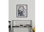 Bild QUEENCE "Tobias", grau (farbe rahmen: schwarz, farbe bild(er): grau), B:30cm H:40cm, Acrylglas, Holz, Papier, Bilder, Bild, HD Premium Poster-Druck inkl. Holzrahmen