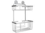 Duschkorb KLEINE WOLKE "Rocco", grau (aluminiumfarben), B:26cm H:35,5cm T:13,5cm, Aluminium, Aufbewahrungsboxen, Duschkorb, BxTxH: 26x13,5x35,5 cm, Aluminium