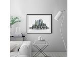 Bild QUEENCE "Big City Life", grau (farbe rahmen: schwarz, farbe bild(er): grau), B:50cm H:40cm, Acrylglas, Holz, Papier, Bilder, Bild, HD Premium Poster-Druck inkl. Holzrahmen