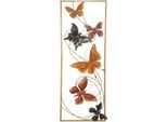 Wanddekoobjekt "Wanddekoration", orange (terra), B:28,5cm H:74,5cm T:4cm, Metall, HOFMANN LIVING AND MORE, Wanddekoobjekte, Wanddekoobjekt, bunte Schmetterlinge, gerahmt