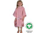 Badeponcho WÖRNER "Dinofamilie rosa Poncho", rosa, L:60cm, Baumwolle, Hausmäntel, Badeponcho, maschinenwaschbar, trocknergeeignet