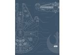 Bild KOMAR "Star Wars Blueprint Falcon", schwarz-weiß (farbe bild(er): schwarz, weiß), B:40cm H:50cm, Holz, Papier, Bilder, Bild, Wandbild zur Dekoration im Kinderzimmer - ohne Rahmen