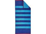 Strandtuch DYCKHOFF "Aquarius", blau, B:80cm L:180cm, Frottiervelours, Obermaterial: 100% Baumwolle, Handtücher, Strandtuch, eine Seite Velours, eine Seite Frottier