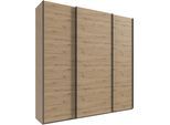Kleiderschrank WIMEX "Mugano, Made in Germany, Lieferung bis in Deine Etage und Stellort", schwarz (artisan, eiche nachbildung, griffe schwarz), B:225cm H:236cm T:65cm, Holzwerkstoff, Schränke, Kleiderschrank, 3 Schwebetüren, große Größen, mit oder ohne Spiegel, Metallgriffe