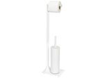 WC-Garnitur WENKO "Modell Hella", weiß, B:15cm H:69cm L:20cm, Metall, Reinigungsbürsten, WC-Garnitur, Standgarnitur aus Stahl, Toilettenpapierhalter und WC-Bürstenhalter
