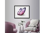 Bild QUEENCE "Alex", lila (farbe rahmen: schwarz, farbe bild(er): lila), B:70cm H:50cm, Acrylglas, Holz, Papier, Bilder, Bild, HD Premium Poster-Druck inkl. Holzrahmen