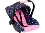 Puppen Autositz BAYER "rosa/goldfarben Schleife", bunt (sterne blau, rosa), Puppenausstattungen, KinderB:34cm H:38cm L:45 T:45cm, Kunststoff, Metall, Puppen Autositz, mit Dach, B:34cm H:38cm L:45 T:45cm