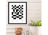Bild QUEENCE "Checkers", schwarz (farbe rahmen: schwarz, farbe bild(er): schwarz), B:30cm H:40cm, Acrylglas, Holz, Papier, Bilder, Bild, gerahmt