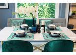 Platzset ADAM "Retro Floret" Gr. 1, blau (petrol), B:40cm L:40cm, Obermaterial: 100% Baumwolle, Platzsets, Platzset, GOTS organic,zertifiziert durch CERES 0242