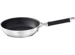 Bratpfanne RÖSLE "SILENCE PRO", silber (silberfarben, schwarz), B:25,5cm H:10cm L:47cm Ø:24cm, Pfannen, Bratpfanne, kratzfeste Premium-Antihaftversiegelung, Silikongriff, Induktion