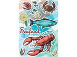 Wandtattoo KOMAR "Seafood - Größe 50 x 70 cm", bunt, B:50cm H:70cm, Folie, Wandtattoos, Wandtattoo, selbstklebend, Wandsticker