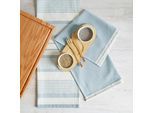 Geschirrtuch FRAMSOHN FROTTIER "Modern Living Streifen, aus 100% Baumwolle", blau (rauchblau), B:50cm L:70cm, 100% Baumwolle, Geschirrtücher, Geschirrtuch, dichte Feinwebung, in Österreich hergestellt, 50x70 cm