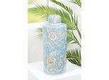Bodenvase GILDE "Deckelvase "Fayencen" H.44 cm", blau, B:18cm H:44cm T:18cm, Keramik, Vasen, Bodenvase