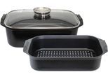 Bräter ELO "Duo Vital", schwarz, B:27cm H:16cm L:40,5cm, Töpfe, Bräter, mit Carboneinsatz, backofenfest, Induktion