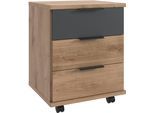 Rollcontainer WIMEX "Texel", plankeneiche nachbildung, grafit, B:46cm H:58cm T:40cm, Holzwerkstoff, Rollwagen, Rollcontainer, Auf Rollen